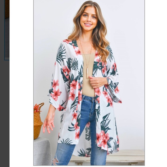 Bohemian Chic Floral Kimono Wrsp With Sleeves One Size S-2X - Picture 6 of 8